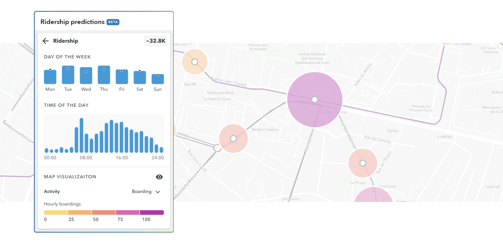 ridership day by day with background